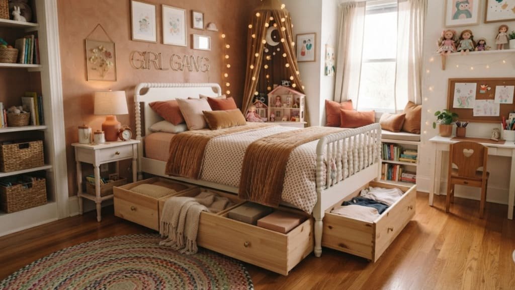 Blushcore teen girl bedroom idea in terracotta and caramel tones