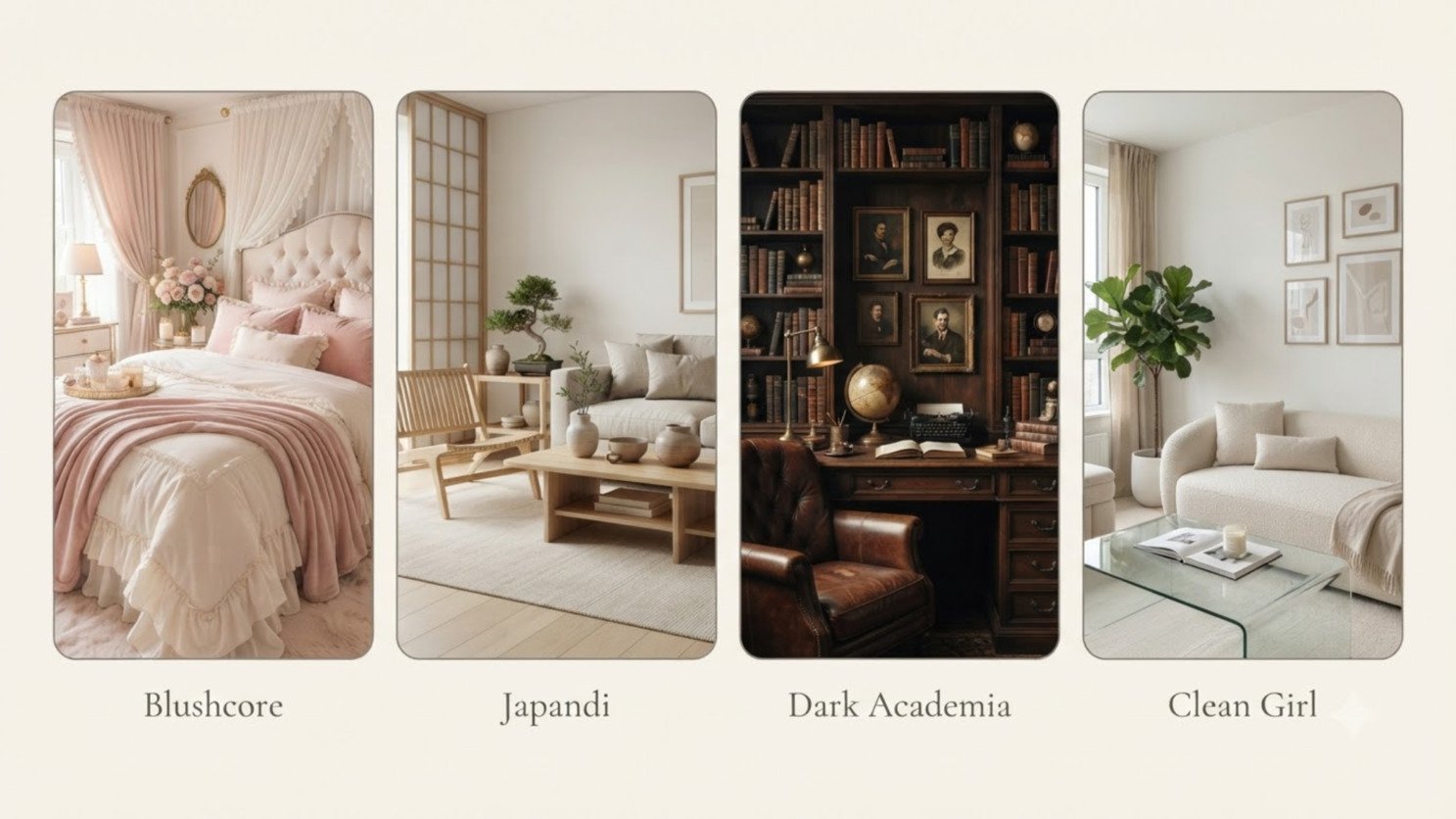 A Clean Girl bedroom aesthetic with warm neutral tones and clear surfaces